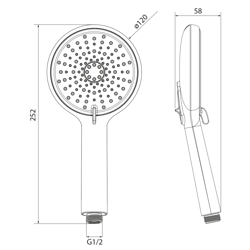 Sapho - Håndholdt bruser med rensefunktion skinnende krom