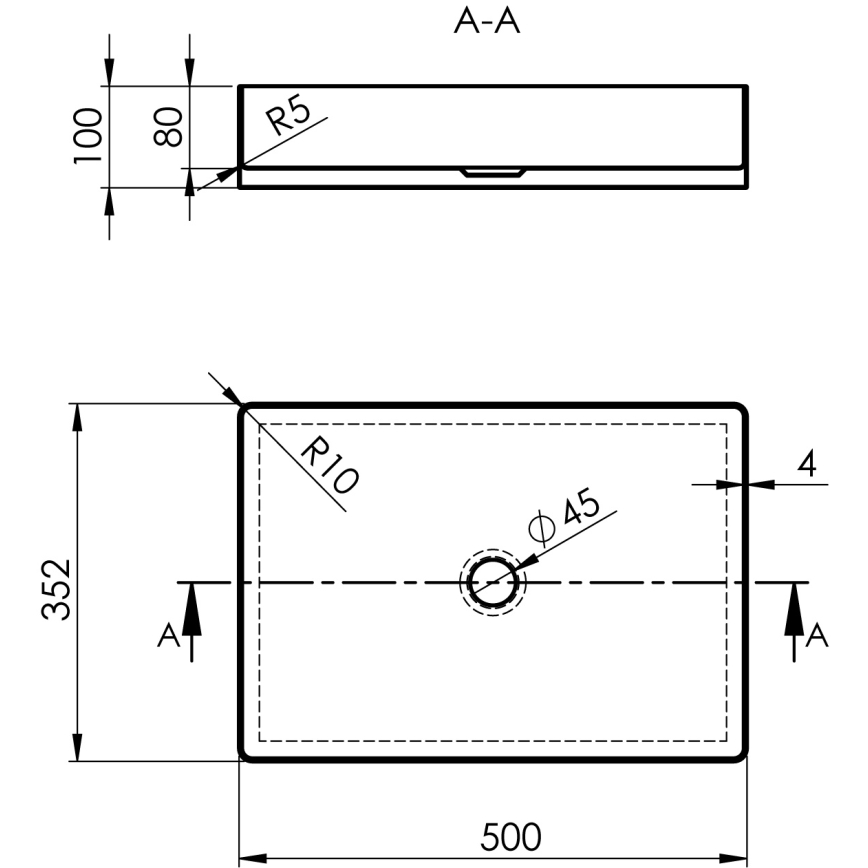 Sapho - Håndvask til bordplade AURUM 50x35 cm børstet rustfrit stål