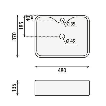 Sapho - Håndvask til bordplade BALENA 48x37 cm keramik/hvid