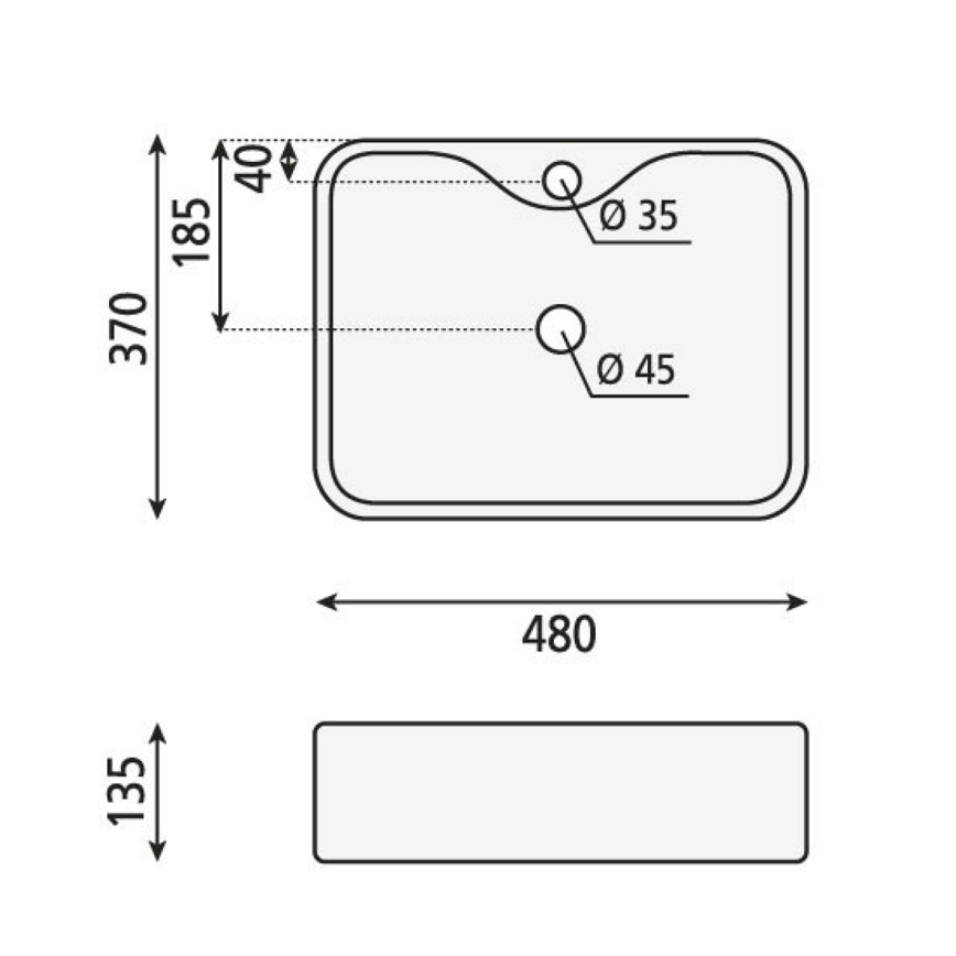 Sapho - Håndvask til bordplade BALENA 48x37 cm keramik/hvid