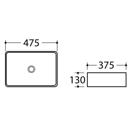 Sapho - Håndvask til bordplade DALMA 47,5x37,5 cm keramik/grå