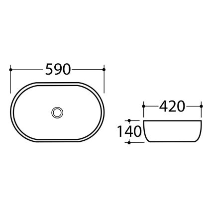 Sapho - Håndvask til bordplade DALMA 59 x 42 cm, keramik/grå