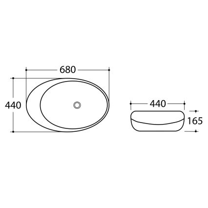 Sapho - Håndvask til bordplade DALMA 68x44 cm grå
