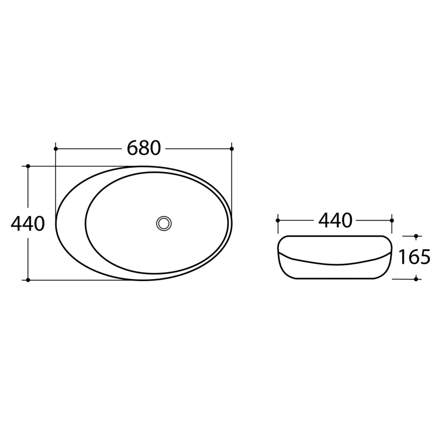 Sapho - Håndvask til bordplade DALMA 68x44 cm grå