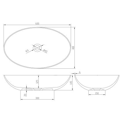 Sapho - Håndvask til bordplade FORMIGO 60x40 cm beton/beige