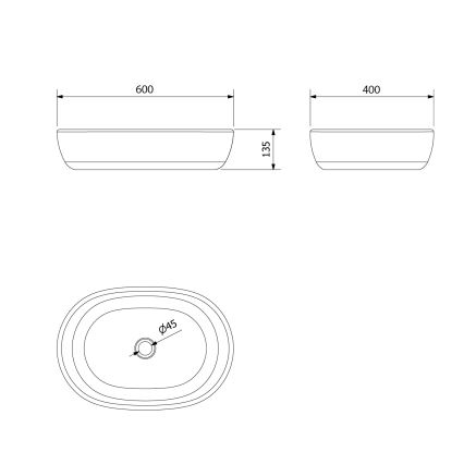 Sapho - Håndvask til bordplade PRIORI 60x40 cm keramik/sort/blå