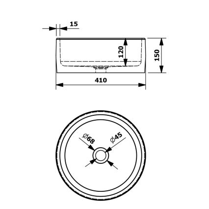 Sapho - Håndvask til bordplade PRIORI Ø 41 cm keramik/blå