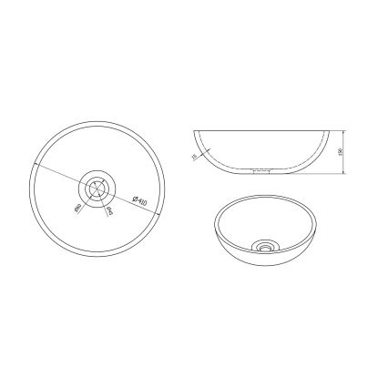 Sapho - Håndvask til bordplade PRIORI Ø 41 cm keramik/brun