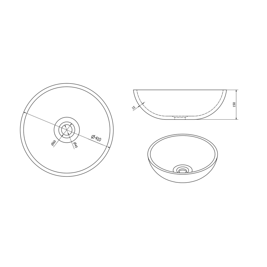 Sapho - Håndvask til bordplade PRIORI Ø 41 cm keramik/brun
