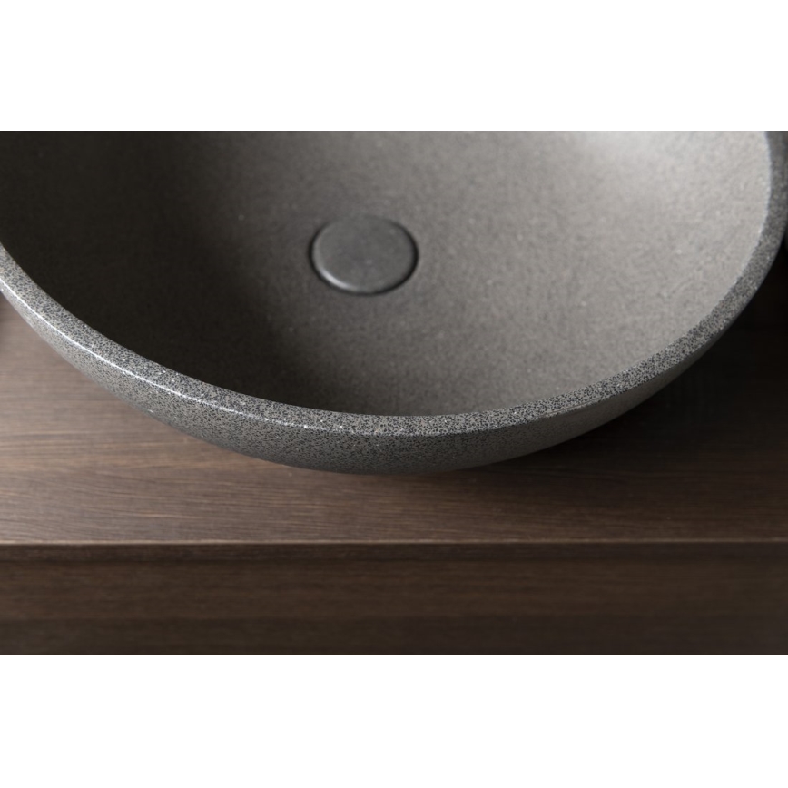 Sapho - Håndvask til bordplade TURF Ø 44 cm beton/sort granit