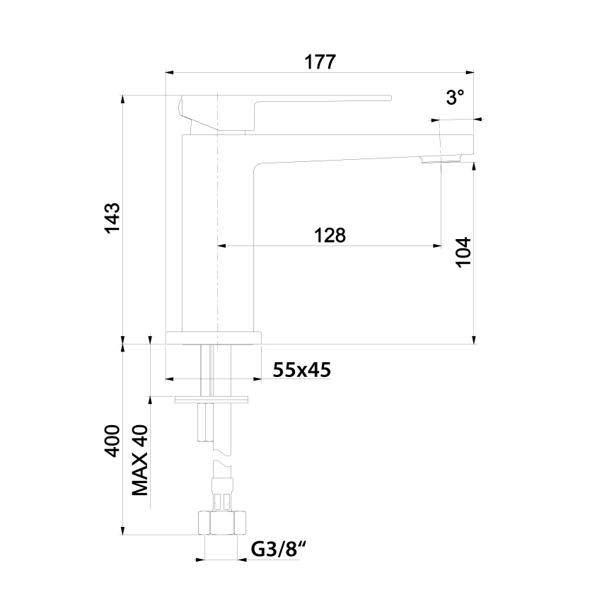 Sapho - Håndvaskarmatur LATUS 14 cm mat sort