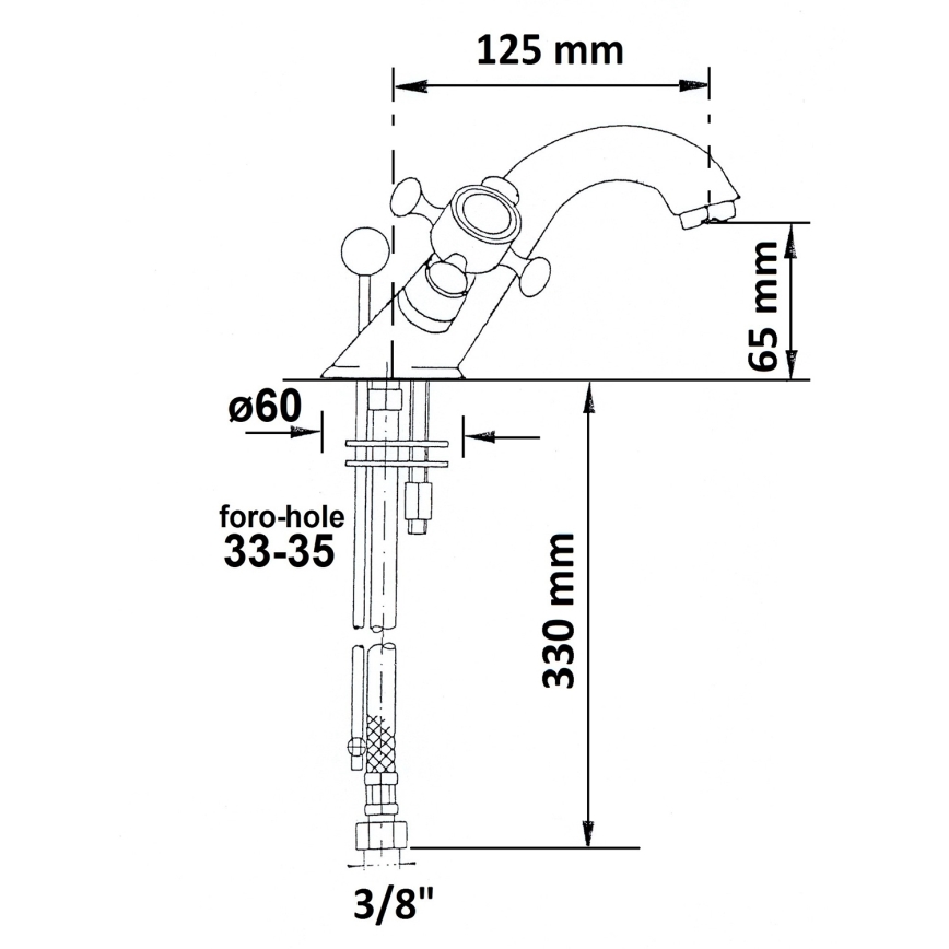 Sapho - Håndvaskarmatur med bundventil ANTEA guld