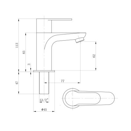 Sapho - Håndvaskarmatur SMALL 11,3 cm, poleret krom