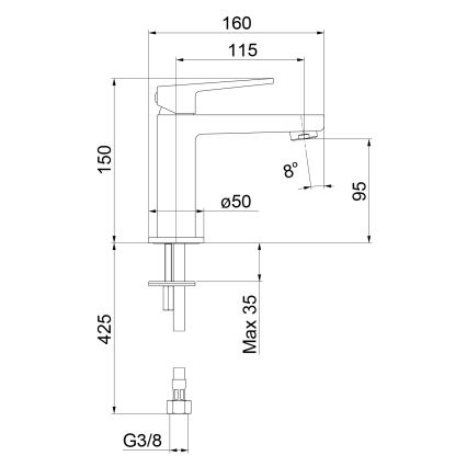 Sapho - Håndvaskarmatur TURSI 15 cm mat sort
