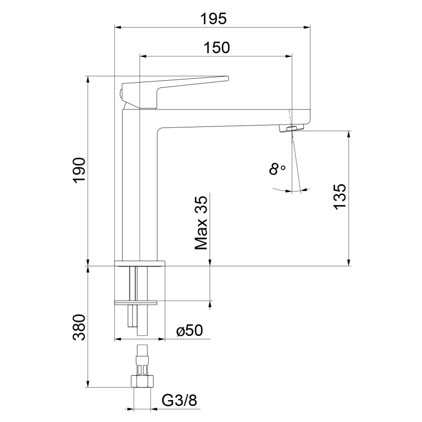 Sapho - Håndvaskarmatur TURSI 19 cm mat sort