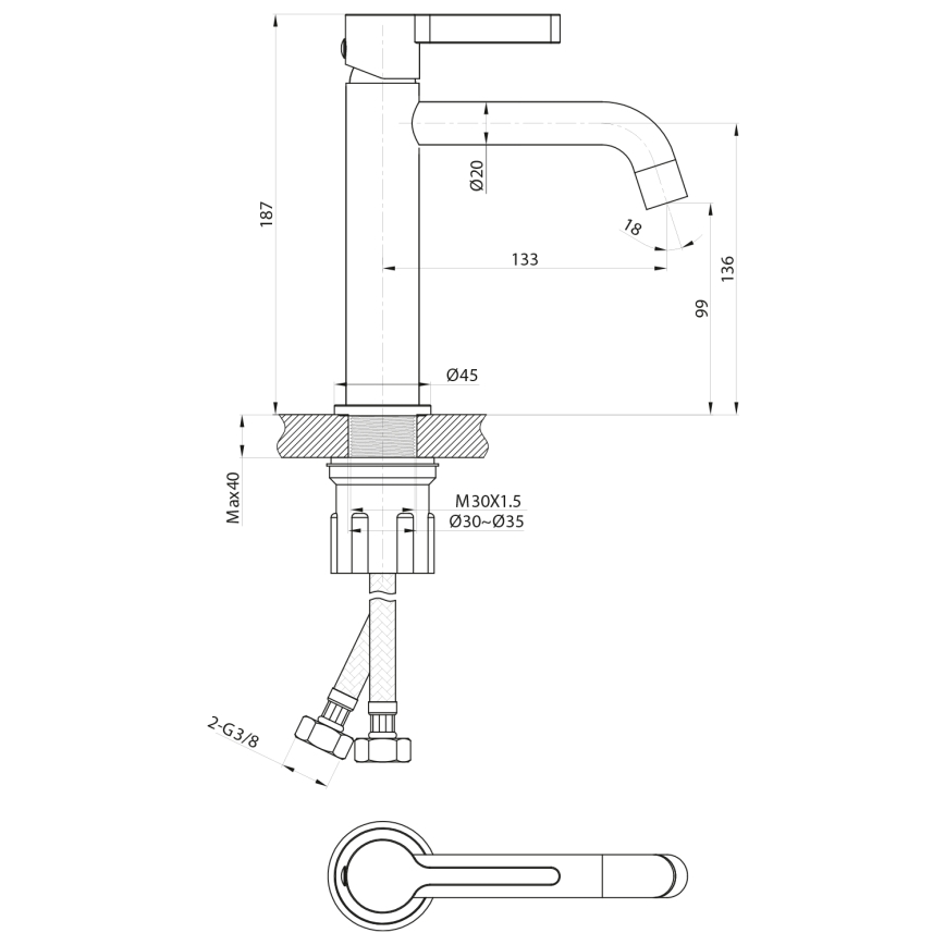 Sapho - Hane ICONIC 18,7 cm mat sort
