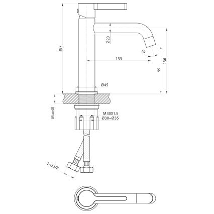 Sapho - Hane ICONIC 18,7 cm skinnende krom
