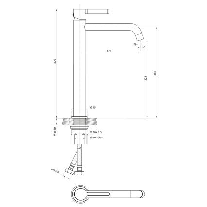 Sapho - Hane ICONIC 30,9 cm skinnende krom