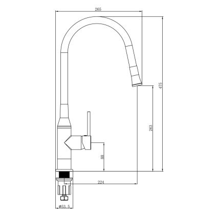 Sapho - Hane m. fleksibel arm SILI sort/messing