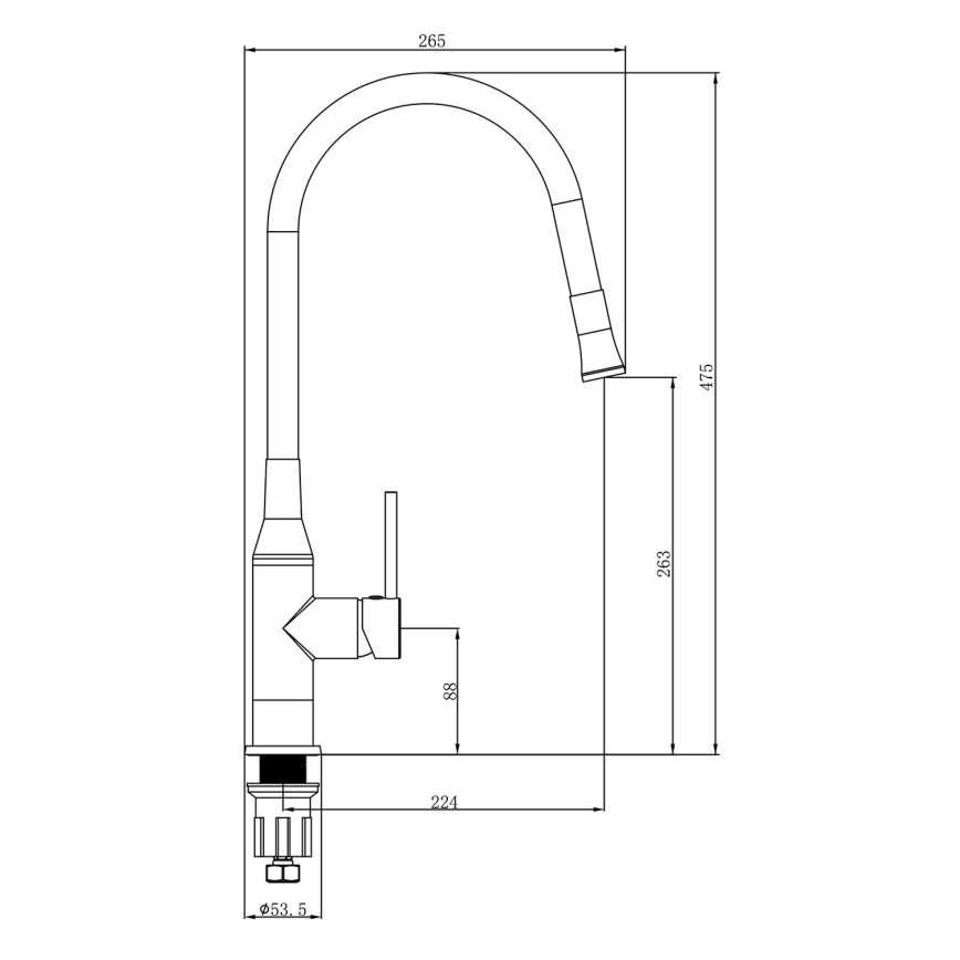 Sapho - Hane m. fleksibel arm SILI sort/messing