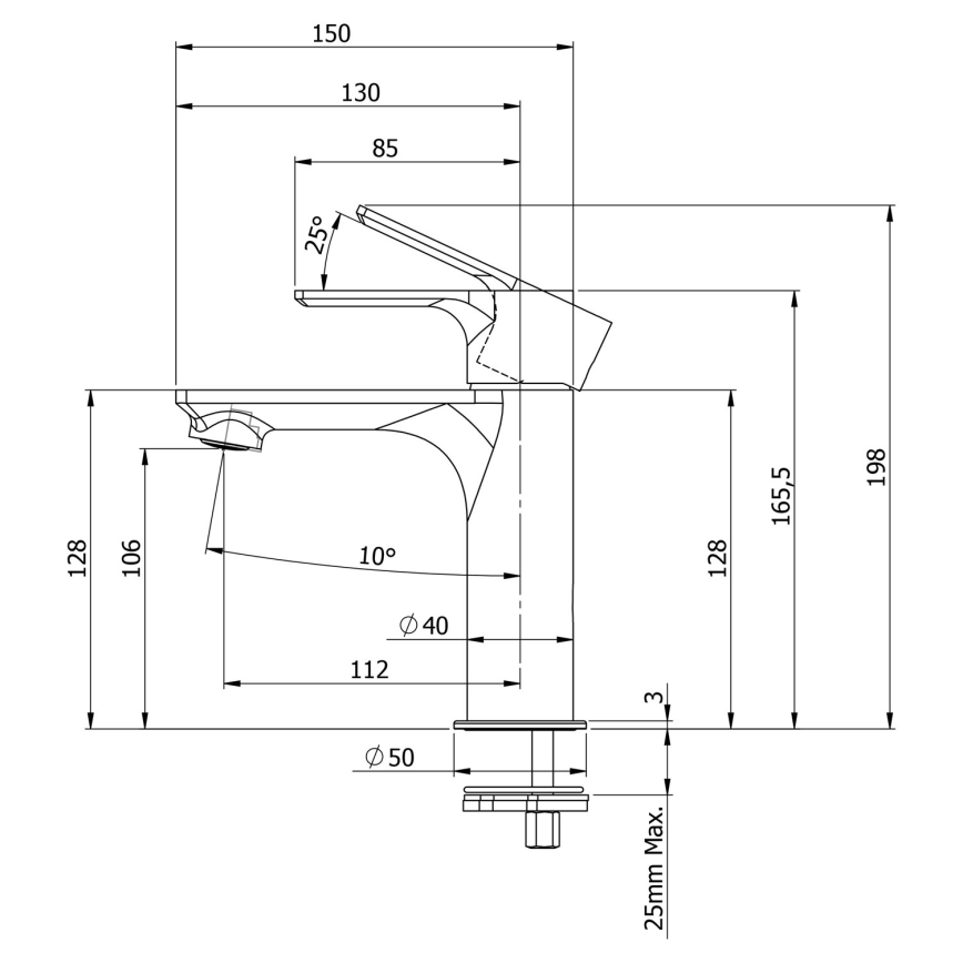 Sapho - Hane PAX 16,5 cm mat sort