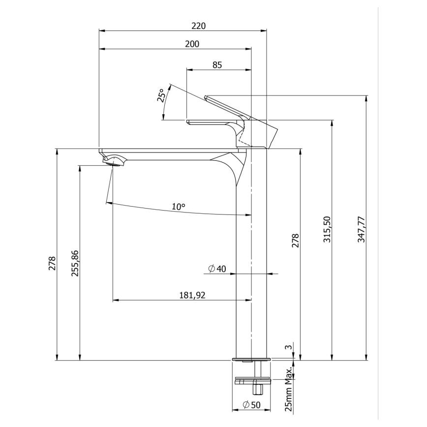 Sapho - Hane PAX 31,5 cm mat sort