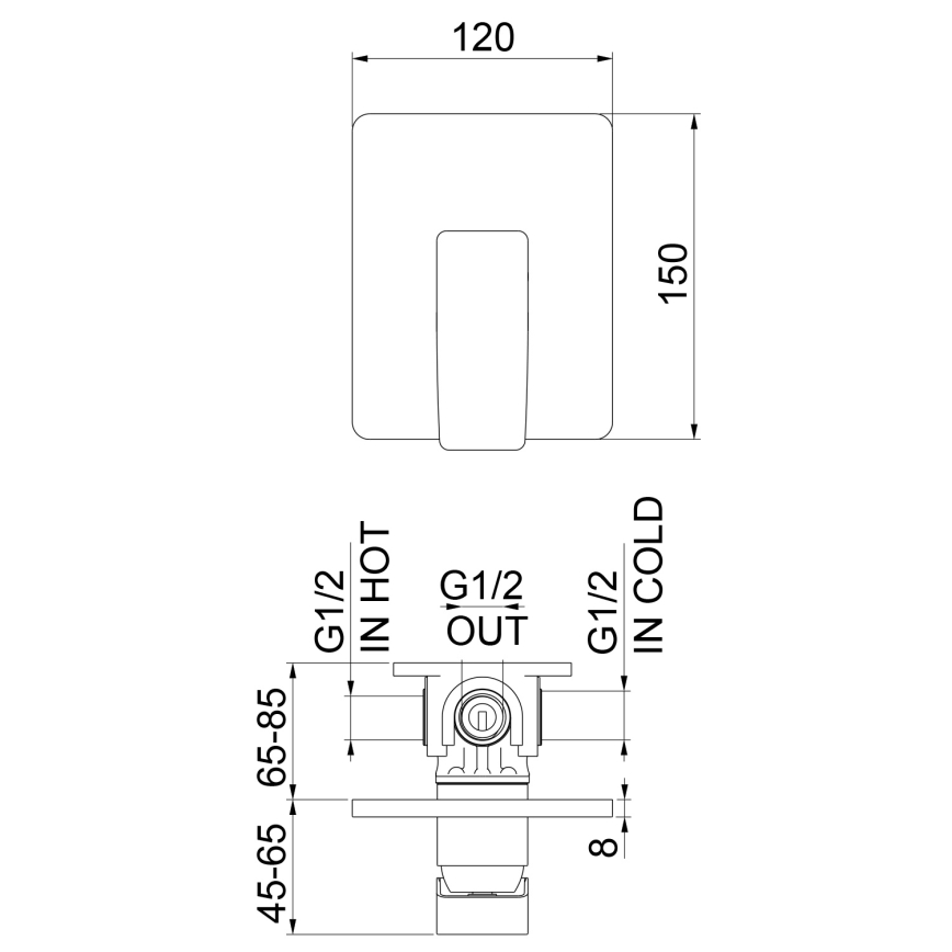 Sapho - Indbygningsbrusearmatur TURSI, blank krom