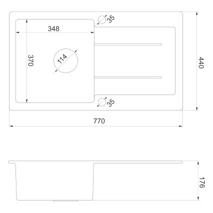 Sapho - Køkkenvask 77x44 cm granit/sort