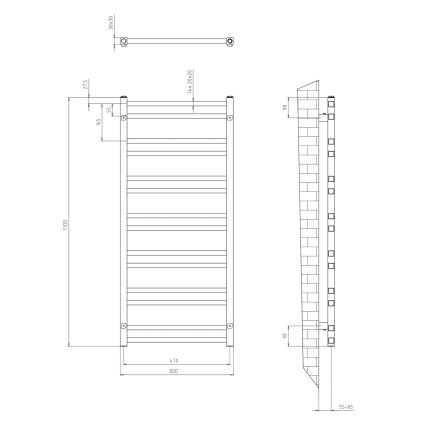 Sapho - METRO DOS badeværelsesradiator 110x50 cm mat sort