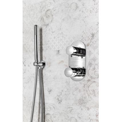 Sapho - Rund bruseholder m. outlet/skinnende krom