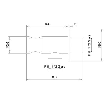 Sapho - Rund bruseholder m. outlet/skinnende krom