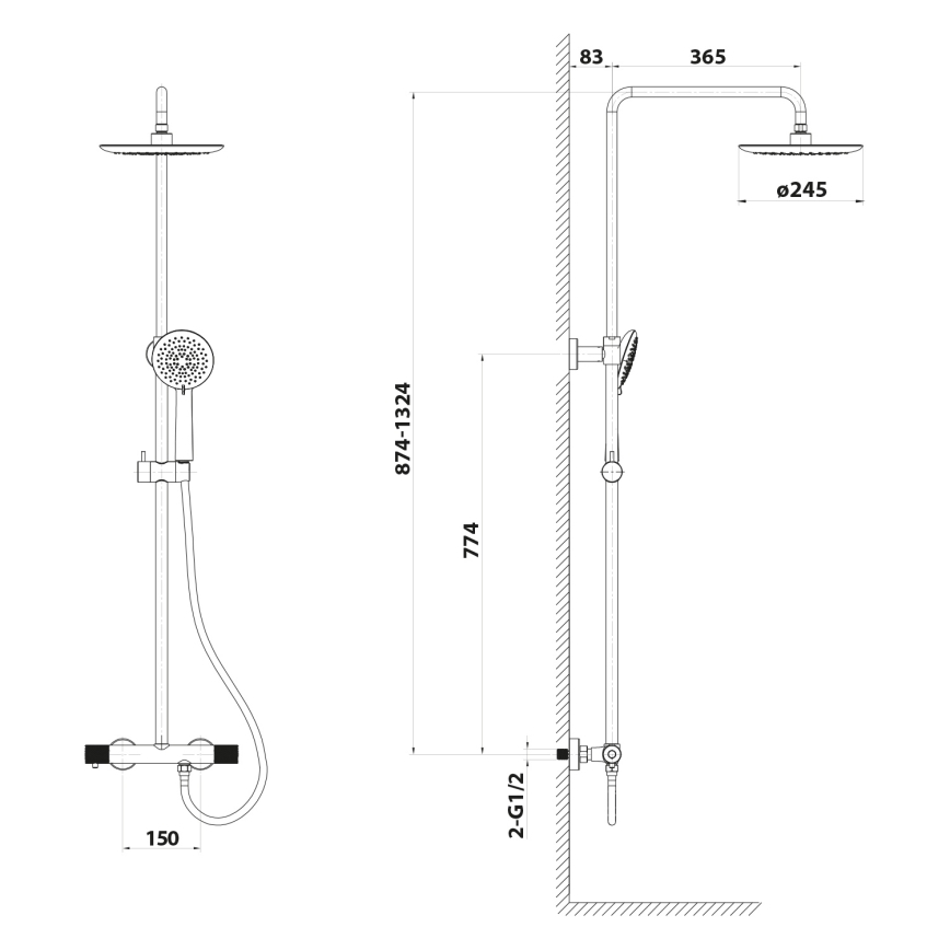Sapho - SOLARIS brusesæt med armatur, poleret krom