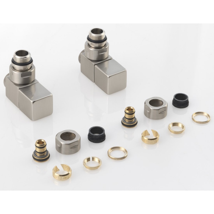 Sapho - Tilslutningssæt til vinkelventiler CUBE, 2 stk., i børstet rustfrit stål