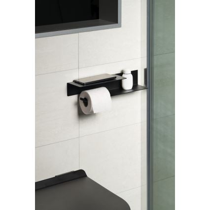 Sapho - Toiletpapirholder med hylde 9,5x35 cm mat sort