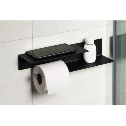 Sapho - Toiletpapirholder med hylde 9,5x35 cm mat sort