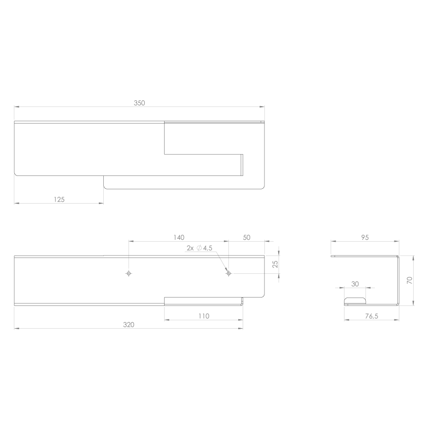 Sapho - Toiletpapirholder med hylde 9,5x35 cm mat sort