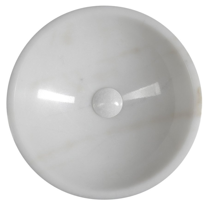 Sapho - Vask til bordplade BLOK Ø 40 cm marmor/hvid