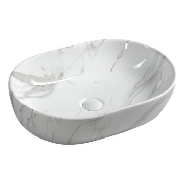Sapho - Vask til bordplade DALMA 59x42 cm, keramik/Carrara-marmor