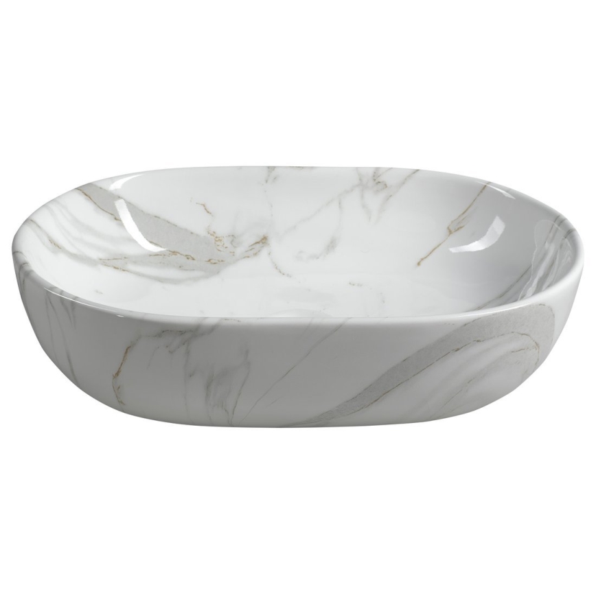 Sapho - Vask til bordplade DALMA 59x42 cm, keramik/Carrara-marmor