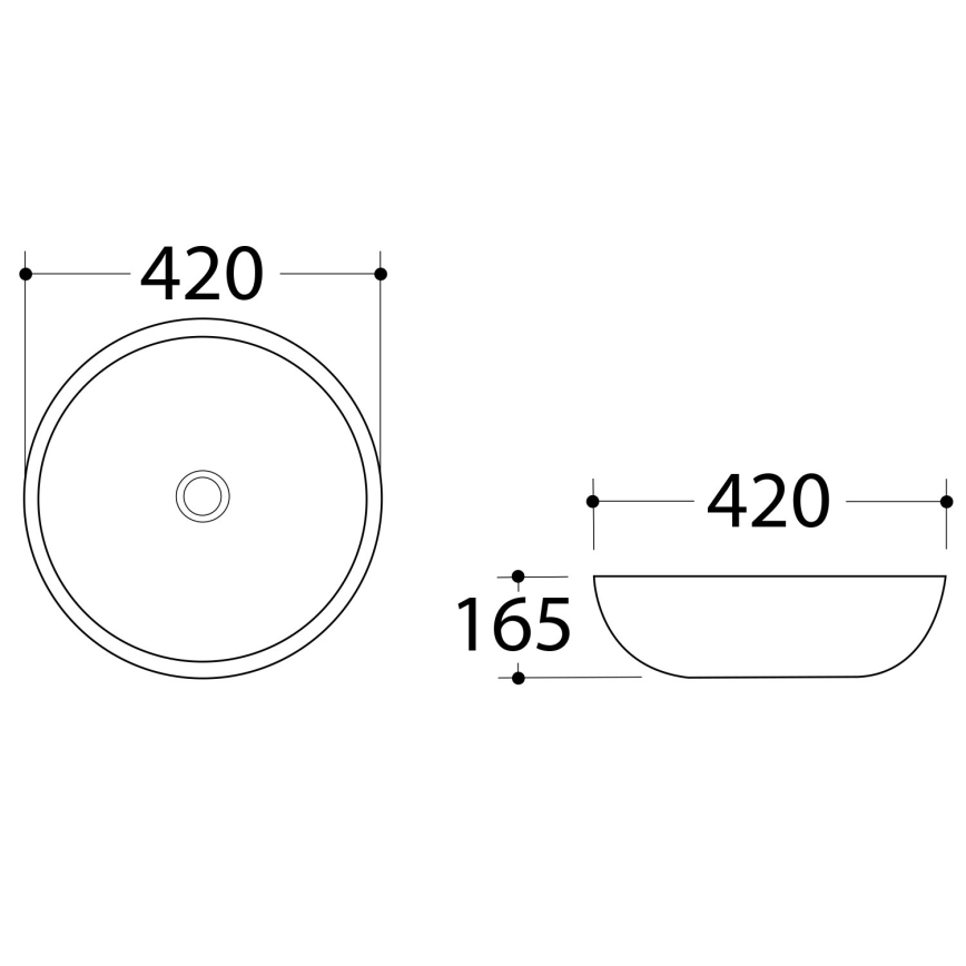 Sapho - Vask til bordplade DALMA Ø 42 cm keramik/Carrara/hvid