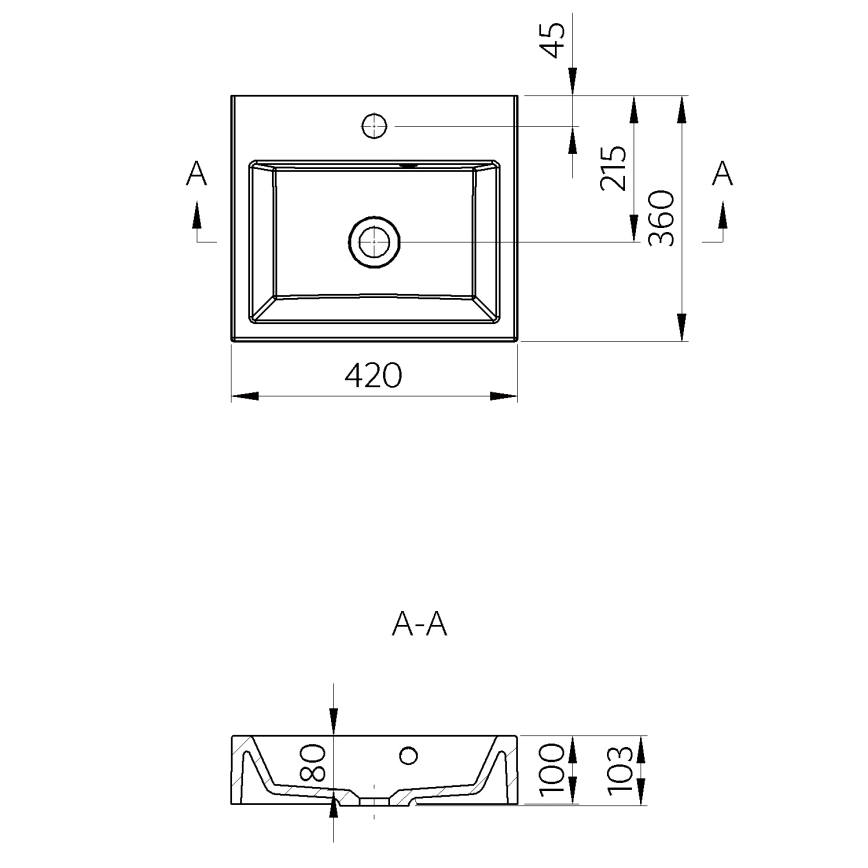 Sapho - Vask til bordplade ORINOKO 42x36 cm keramik/hvid