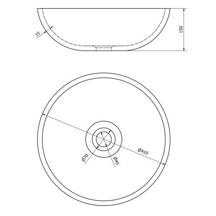 Sapho - Vask til bordplade PRIORI Ø 41 cm sort/hvid