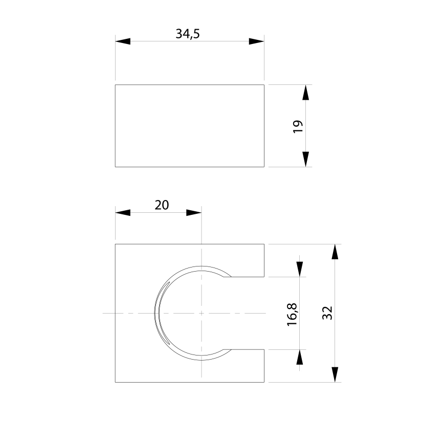 Sapho - Vinklet fast bruseholder/mat sort