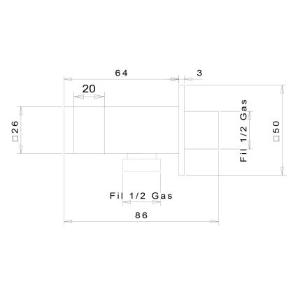 Sapho - Vinklet fast bruseholder med outlet/mat sort