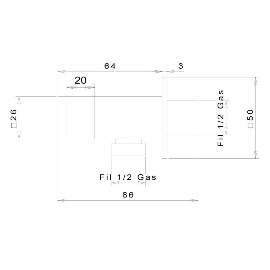 Sapho - Vinklet fast bruseholder med outlet/mat sort