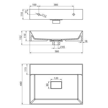 Sapho - Væghængt håndvask GODIVA 58x44 cm marmor/hvid