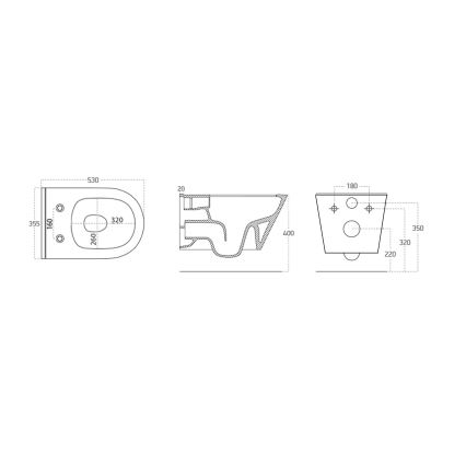 Sapho - Væghængt toilet med bidetbruser AVVA CLEANWASH keramik/hvid