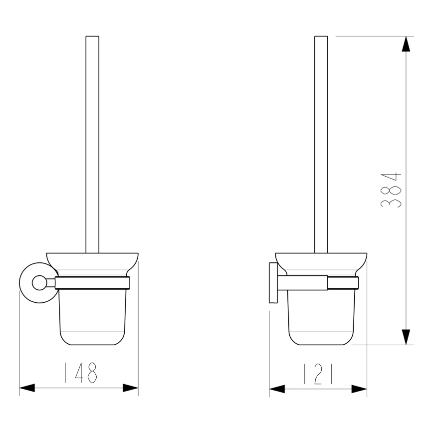 Sapho - Væghængt WC-børste X-ROUND frostet glas/poleret krom