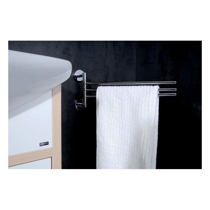 Sapho - Vægmonteret drejelig håndklædeholder X-ROUND 19,5x45 cm blank krom