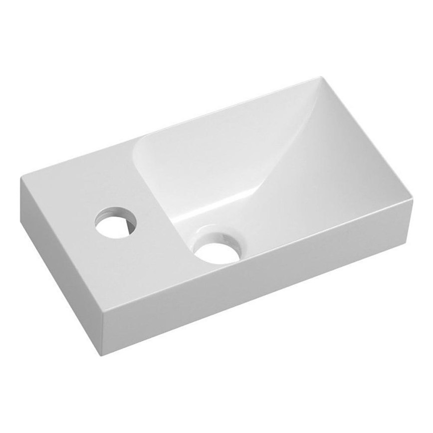 Sapho - Vægmonteret håndvask PICCOLINO 31x17 cm venstrevendt/støbt marmor/hvid